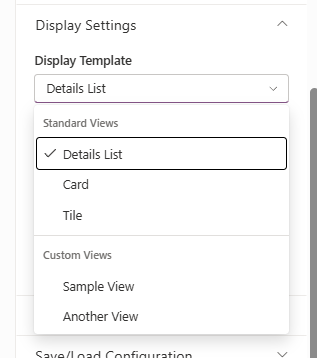 Custom views dropdown